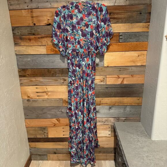 Nightcap Clothing Plum Rose Asymmetrical Skirt Kimono Maxi Dress Size M Coquette - Picture 10 of 15